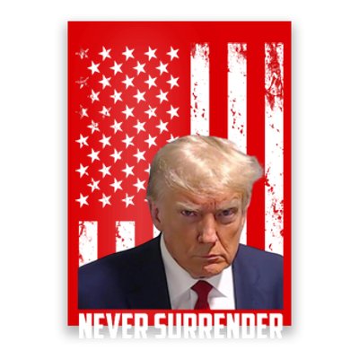 Never Surrender Donald Trump American Flag Mugshot Poster