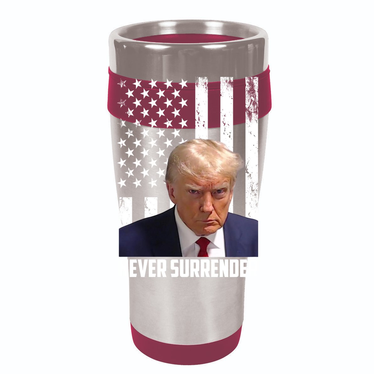 Never Surrender Donald Trump American Flag Mugshot Tall Sweatshirt
