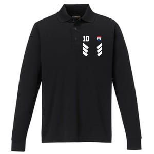 Netherlands Soccer Dutch Football 10 Performance Long Sleeve Polo