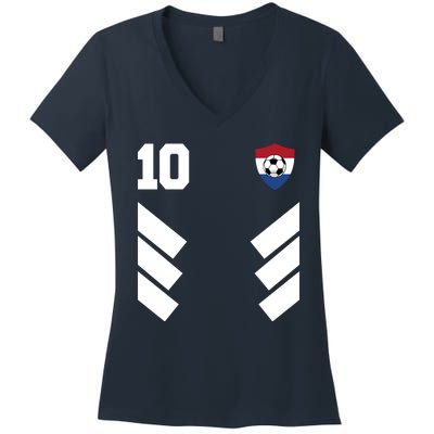 Netherlands Soccer Dutch Football 10 Women's V-Neck T-Shirt