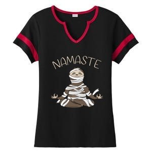 Namaste Sloth Doing Yoga Zen Yogi Love Peace Funny Namastay Great Gift Ladies Halftime Notch Neck Tee