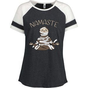 Namaste Sloth Doing Yoga Zen Yogi Love Peace Funny Namastay Great Gift Enza Ladies Jersey Colorblock Tee