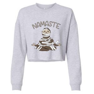 Namaste Sloth Doing Yoga Zen Yogi Love Peace Funny Namastay Great Gift Cropped Pullover Crew