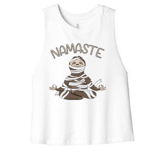 Namaste Sloth Doing Yoga Zen Yogi Love Peace Funny Namastay Great Gift Women's Racerback Cropped Tank