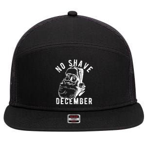 No Shave December Funny Santa Christmas 7 Panel Mesh Trucker Snapback Hat