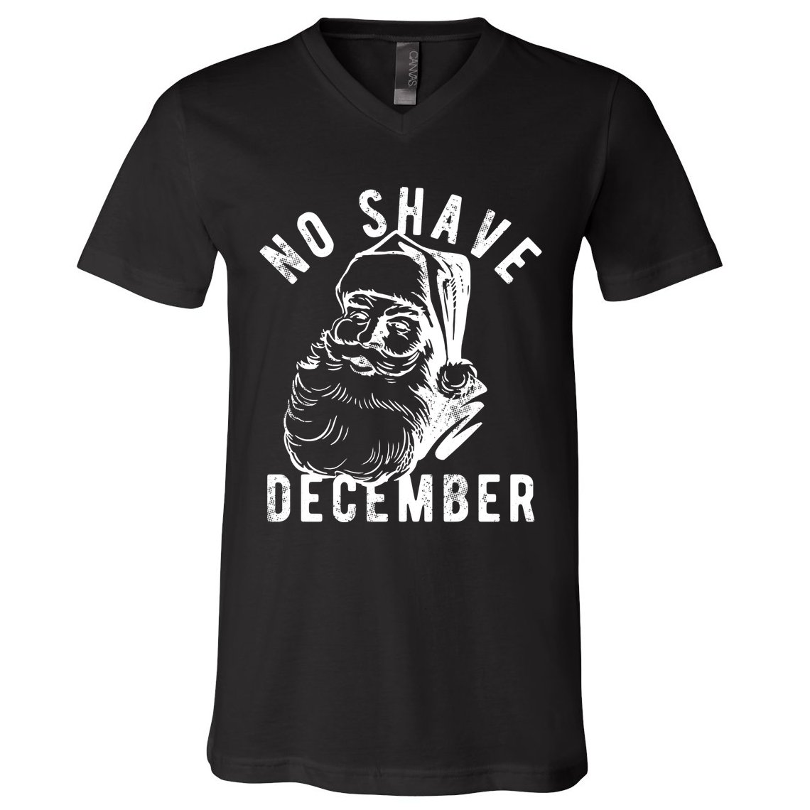 No Shave December Funny Santa Christmas V-Neck T-Shirt