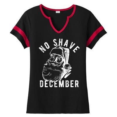 No Shave December Santa Claus Funny Holiday Ladies Halftime Notch Neck Tee