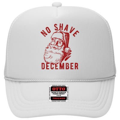 No Shave December Santa Claus Funny Holiday High Crown Mesh Back Trucker Hat