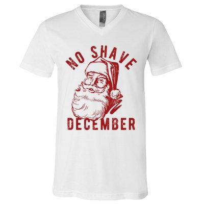 No Shave December Santa Claus Funny Holiday V-Neck T-Shirt