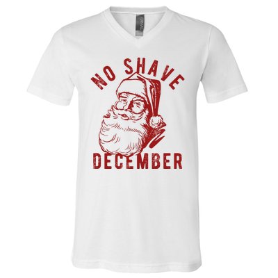 No Shave December Santa Claus Funny Holiday V-Neck T-Shirt