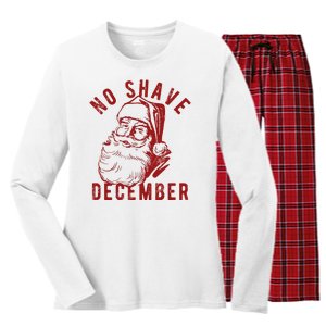 No Shave December Santa Claus Funny Holiday Women's Long Sleeve Flannel Pajama Set 