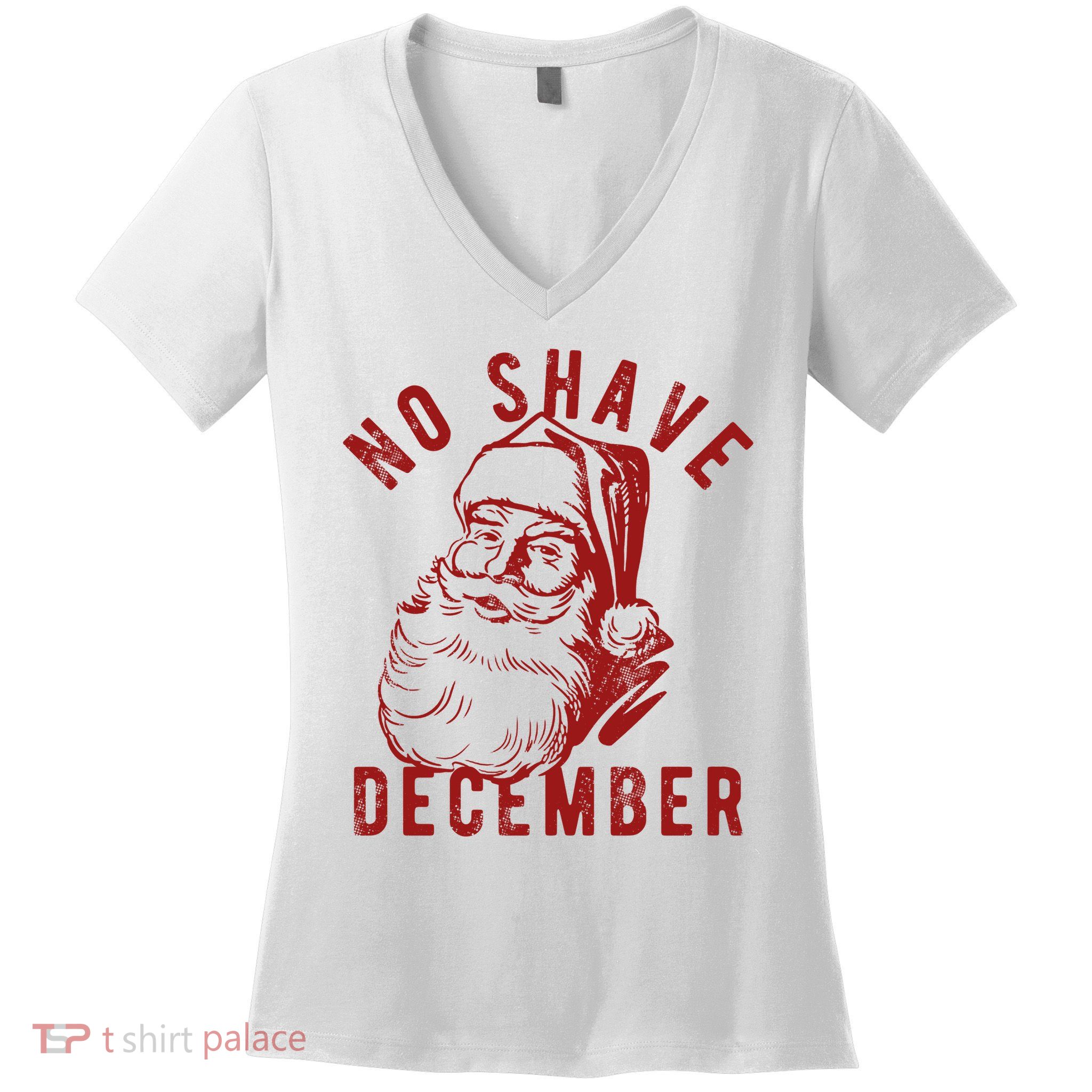 No Shave December Santa Claus Funny Holiday Women's V-Neck T-Shirt