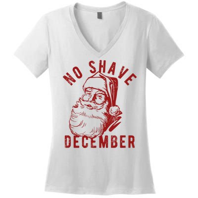 No Shave December Santa Claus Funny Holiday Women's V-Neck T-Shirt