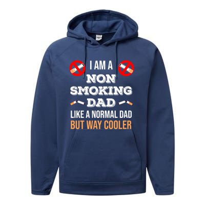 Non Smoking Dad Like A Normal Dad But Way Cooler Nonfunny Giftmoker Cool Gift Performance Fleece Hoodie