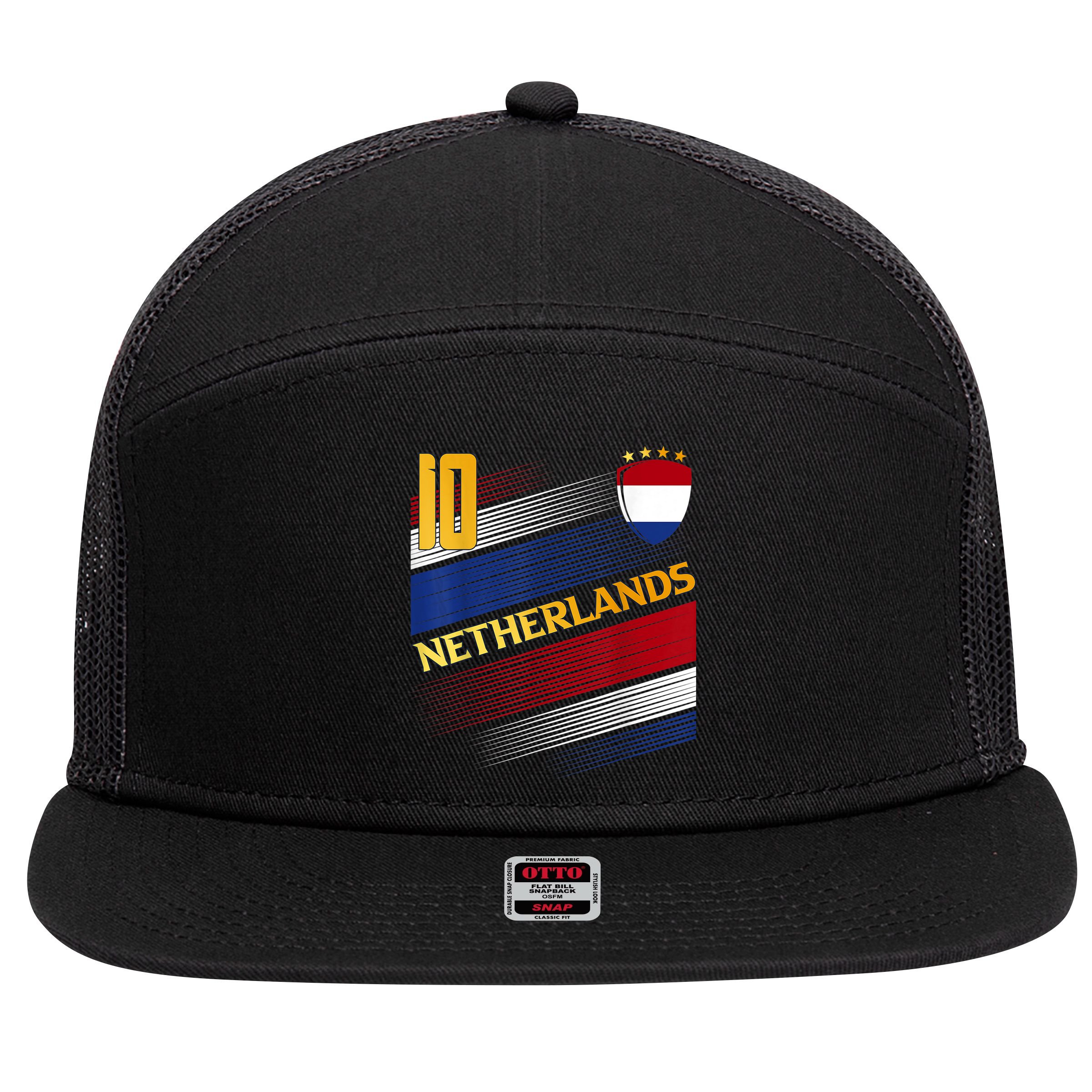 Netherlands Soccer Dutch Flag Football Retro 10 Jersey 7 Panel Mesh Trucker Snapback Hat