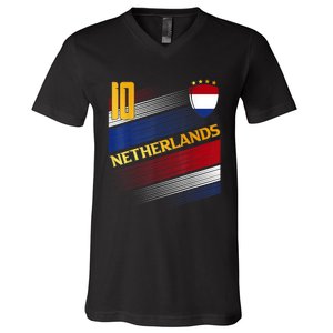 Netherlands Soccer Dutch Flag Football Retro 10 Jersey V-Neck T-Shirt