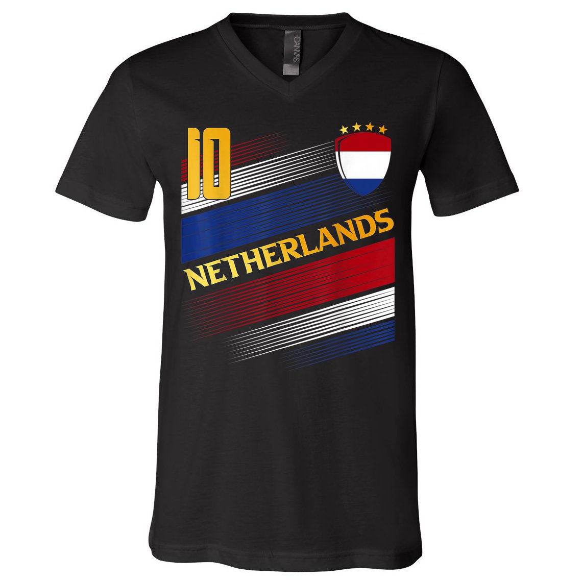 Netherlands Soccer Dutch Flag Football Retro 10 Jersey V-Neck T-Shirt