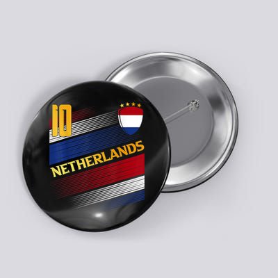 Netherlands Soccer Dutch Flag Football Retro 10 Jersey Button