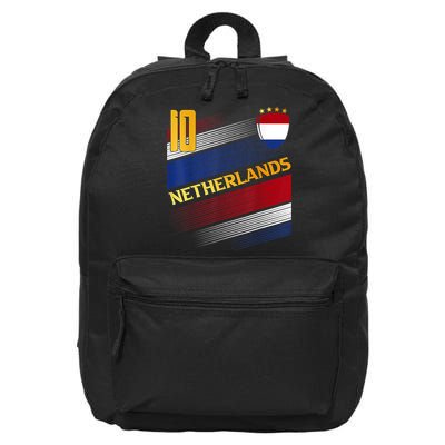 Netherlands Soccer Dutch Flag Football Retro 10 Jersey 16 in Basic Backpack