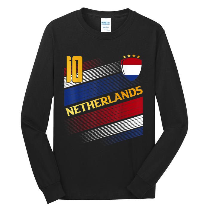 Netherlands Soccer Dutch Flag Football Retro 10 Jersey Tall Long Sleeve T-Shirt