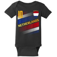 Netherlands Soccer Dutch Flag Football Retro 10 Jersey Baby Bodysuit