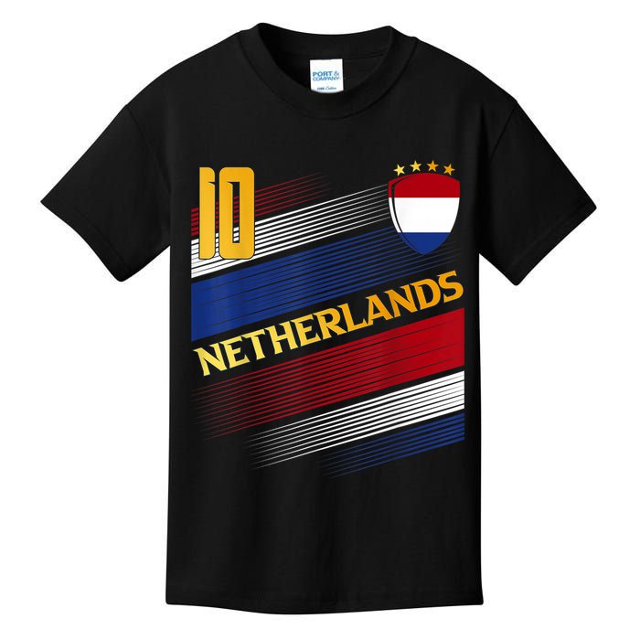 Netherlands Soccer Dutch Flag Football Retro 10 Jersey Kids T-Shirt