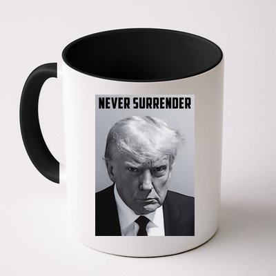 Never Surrender Donald Trump Mugshot Mug