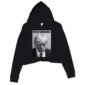 Never Surrender Donald Trump Mugshot Crop Fleece Hoodie