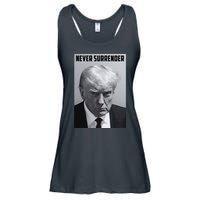 Never Surrender Donald Trump Mugshot Ladies Essential Flowy Tank