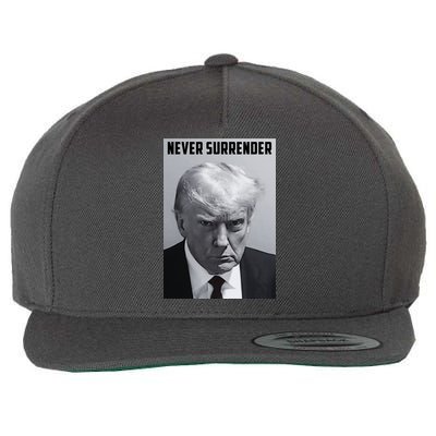 Never Surrender Donald Trump Mugshot Wool Snapback Cap