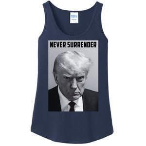 Never Surrender Donald Trump Mugshot Ladies Essential Tank