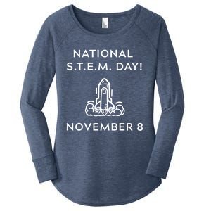 National Stem Day November 8 With Space Shuttle Funny Gift Women's Perfect Tri Tunic Long Sleeve Shirt