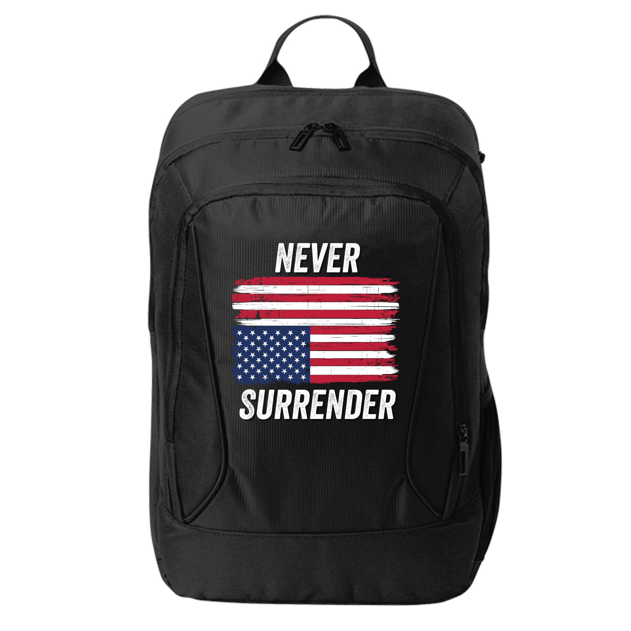 Never Surrender Distressed Usa Flag Save Our Republic Usa Under Distress City Backpack