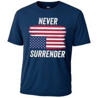 Never Surrender Distressed Usa Flag Save Our Republic Usa Under Distress Cooling Performance Crew T-Shirt