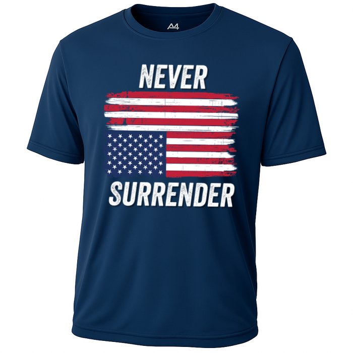 Never Surrender Distressed Usa Flag Save Our Republic Usa Under Distress Cooling Performance Crew T-Shirt