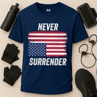 Never Surrender Distressed Usa Flag Save Our Republic Usa Under Distress Cooling Performance Crew T-Shirt