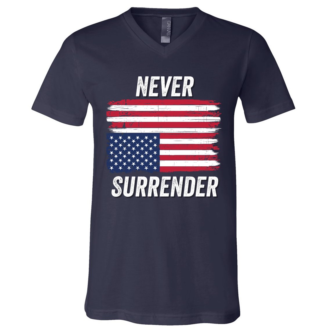 Never Surrender Distressed Usa Flag Save Our Republic Usa Under Distress V-Neck T-Shirt