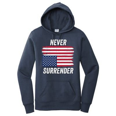 Never Surrender Distressed Usa Flag Save Our Republic Usa Under Distress Women's Pullover Hoodie