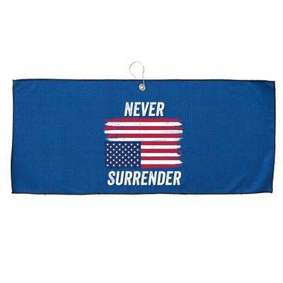 Never Surrender Distressed Usa Flag Save Our Republic Usa Under Distress Large Microfiber Waffle Golf Towel