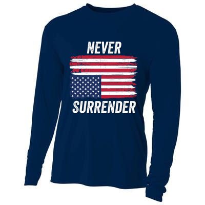 Never Surrender Distressed Usa Flag Save Our Republic Usa Under Distress Cooling Performance Long Sleeve Crew