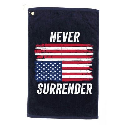 Never Surrender Distressed Usa Flag Save Our Republic Usa Under Distress Golf Towel