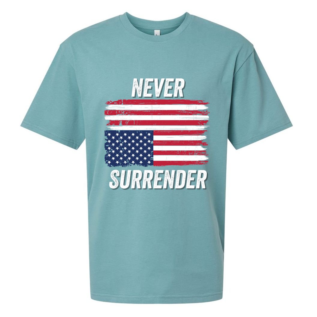 Never Surrender Distressed Usa Flag Save Our Republic Usa Under Distress Sueded Cloud Jersey T-Shirt
