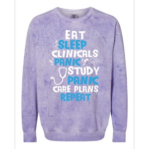 Nursing School: Eat Sleep Clinicals Panic Study Nurse Meaningful Gift Colorblast Crewneck Sweatshirt