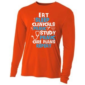 Nursing School: Eat Sleep Clinicals Panic Study Nurse Meaningful Gift Cooling Performance Long Sleeve Crew