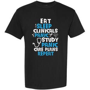 Nursing School: Eat Sleep Clinicals Panic Study Nurse Meaningful Gift Garment-Dyed Heavyweight T-Shirt