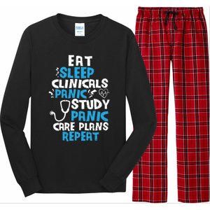 Nursing School: Eat Sleep Clinicals Panic Study Nurse Meaningful Gift Long Sleeve Pajama Set