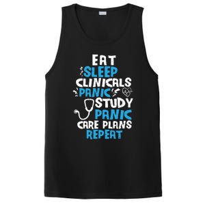 Nursing School: Eat Sleep Clinicals Panic Study Nurse Meaningful Gift PosiCharge Competitor Tank