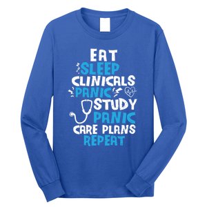 Nursing School: Eat Sleep Clinicals Panic Study Nurse Meaningful Gift Long Sleeve Shirt