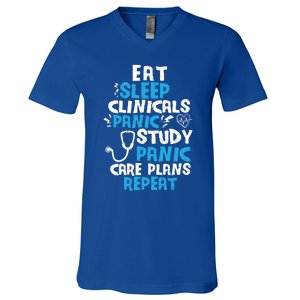 Nursing School: Eat Sleep Clinicals Panic Study Nurse Meaningful Gift V-Neck T-Shirt