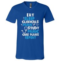 Nursing School: Eat Sleep Clinicals Panic Study Nurse Meaningful Gift V-Neck T-Shirt